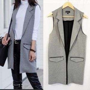 Topshop Tailored Longline Front Zip Vest - Size 6